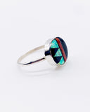 ZUNI JET & OPAL INLAY RING ⋄ Size 9.75
