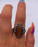 BROWN AGATE SCROLL RING ⋄ Size 9.25