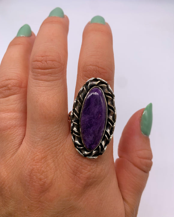 CHAROITE MARQUISE RING • Sz 10.25