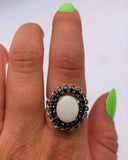 WHITE OPAL HALO RING ⋄ Size 6.5