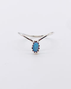 NAVAJO BLUE OPAL V RING ⋄ Size 6