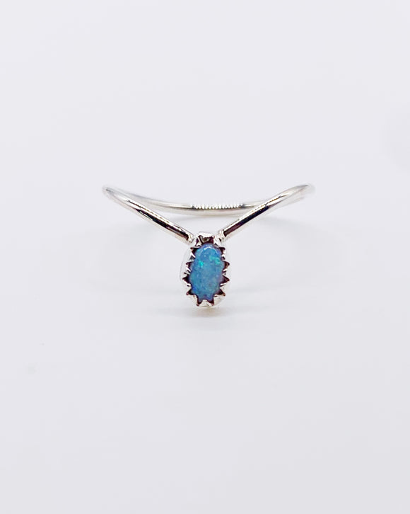 NAVAJO BLUE OPAL V RING ⋄ Size 6