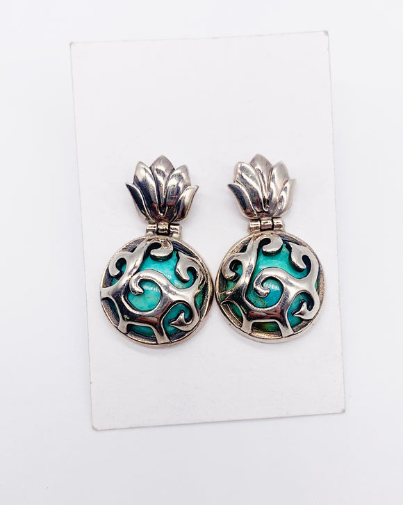 BARSE TURQUOISE SCROLL EARRINGS