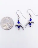 BLUE GLASS DOLPHIN EARRINGS