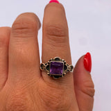 SQUARE AMETHYST LOOP RING ⋄ Size 8.75