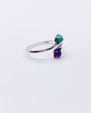 TURQUOISE & AMETHYST DUO RING • Sz 9.5