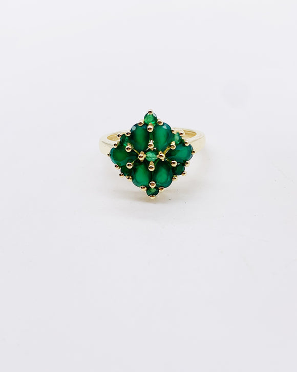 GREEN ONYX CLUSTER GOLD RING