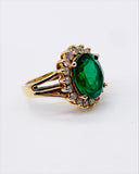 GOLD EMERALD COCKTAIL RING ⋄ Size 6.25