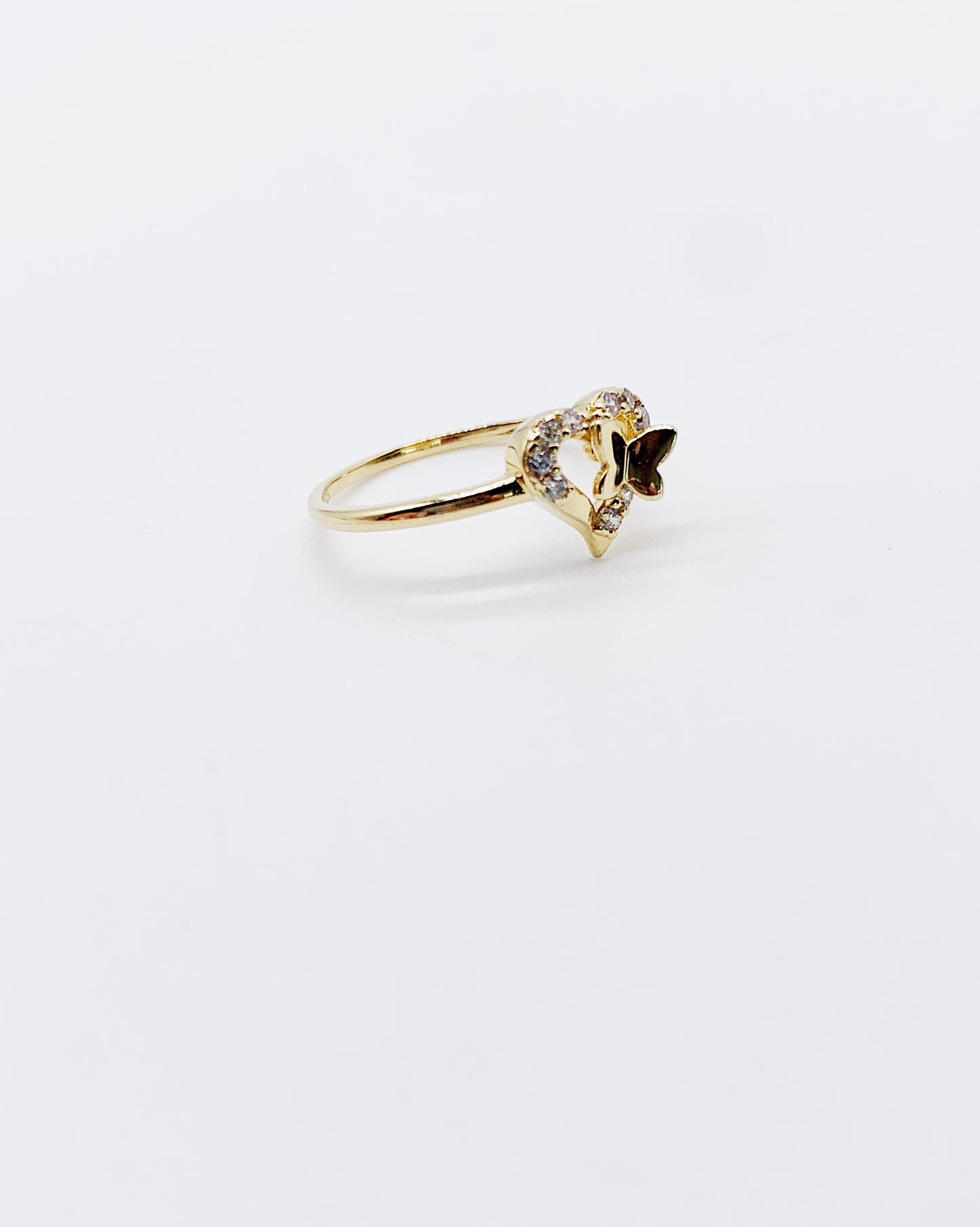 BUTTERFLY HEART GOLD RING