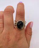 BLACK TIGER EYE LOOP RING