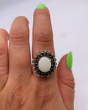 WHITE OPAL HALO RING