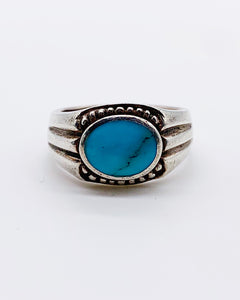 TURQUOISE SIGNET RING ⋄ Size 11