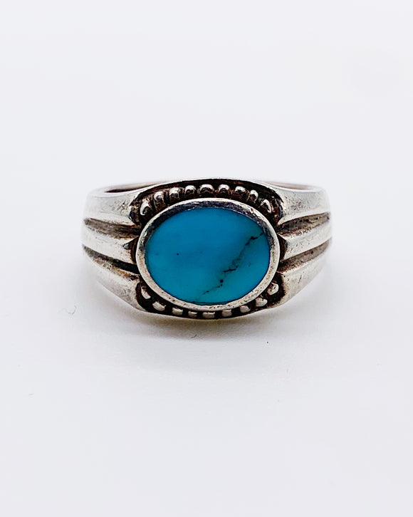 TURQUOISE SIGNET RING ⋄ Size 11