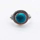 ROUND GREEN AGATE RING ⋄ Size 7.25