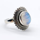 OVAL MOONSTONE STERLING SILVER RING ⋄ SIZE 8