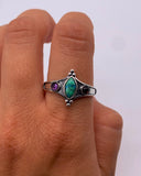 TURQUOISE AMETHYST & GARNET RING ⋄ Size 10