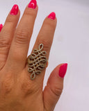 CZ LACE OVERLAY GOLD RING