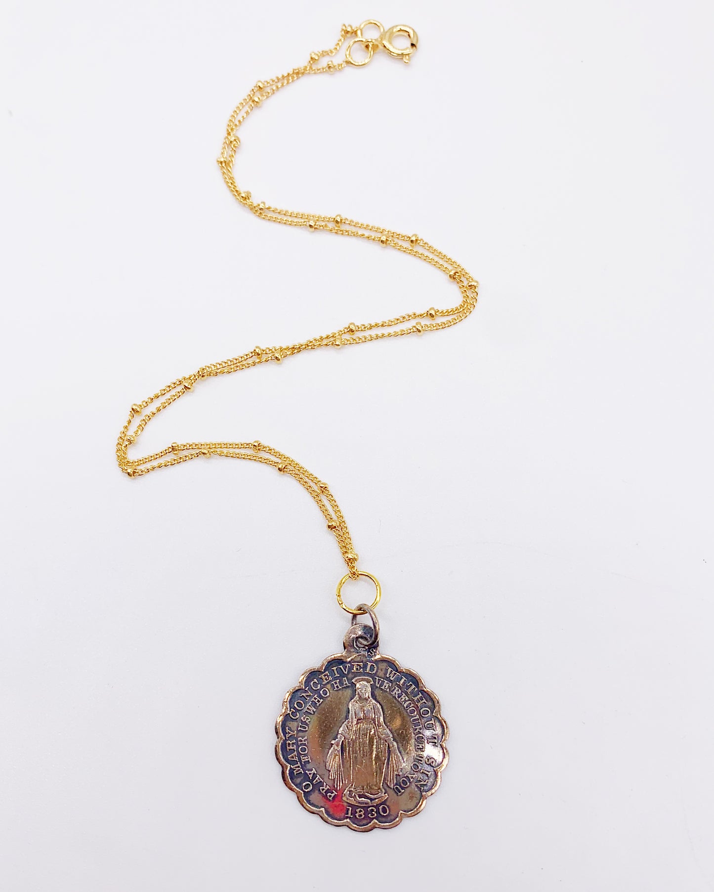1830 SODALITY MEDAL GOLD NECKLACE