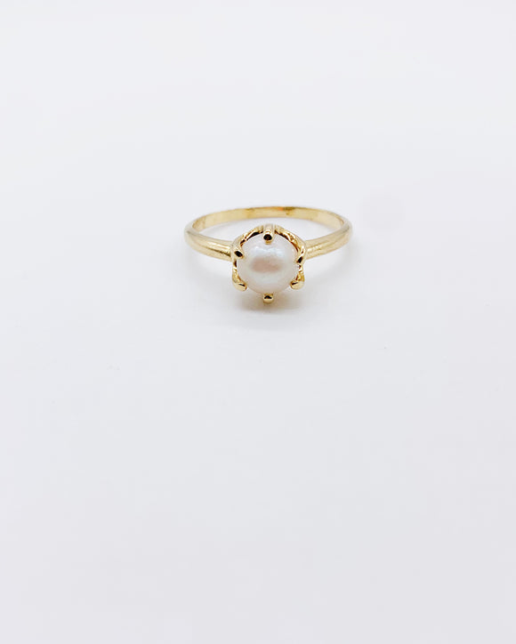 14K GOLD PEARL RING · Sz 7.75