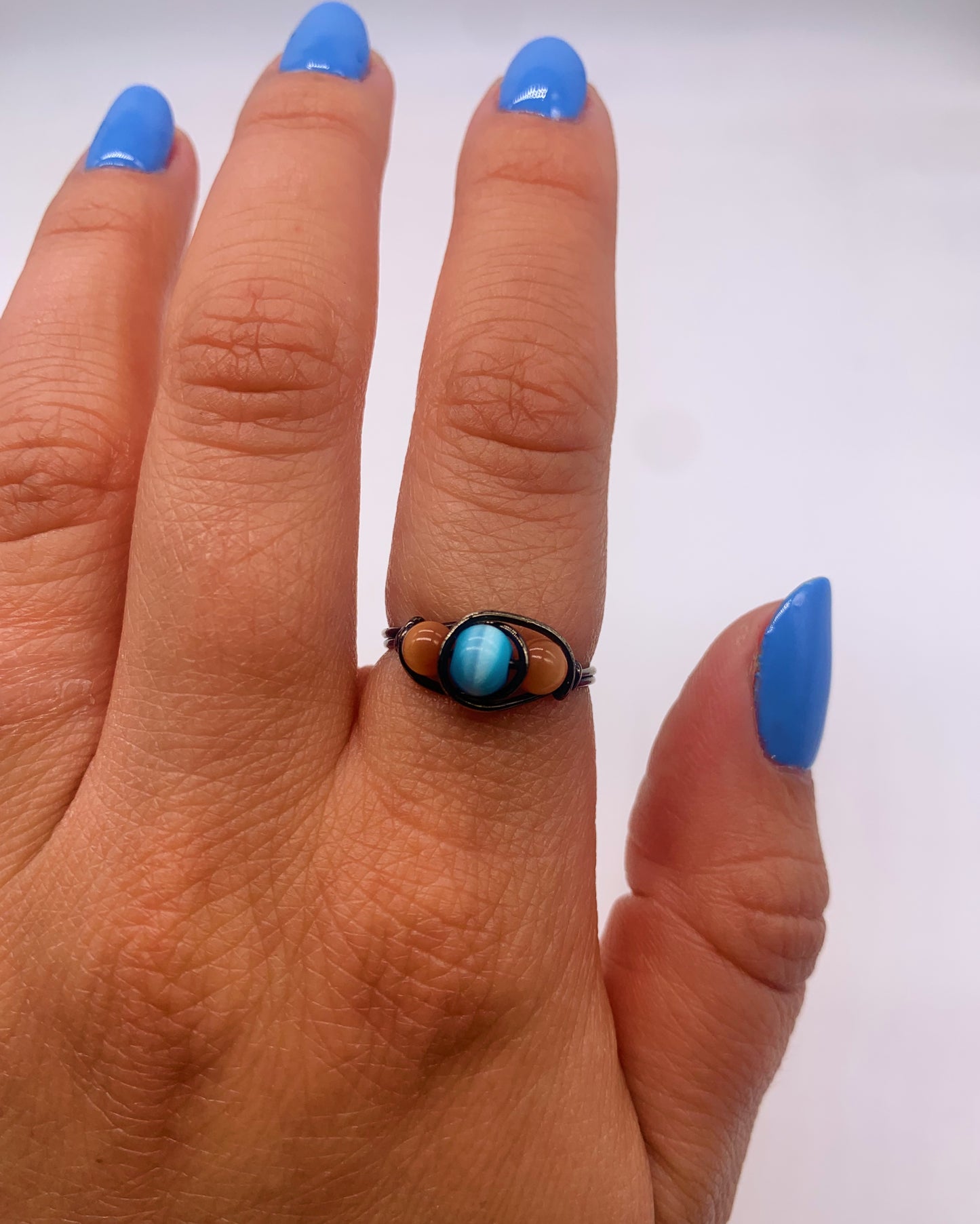 TURQUOISE & CORAL BEAD RING