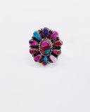 PURPLE SPINY & TURQUOISE CLUSTER RING