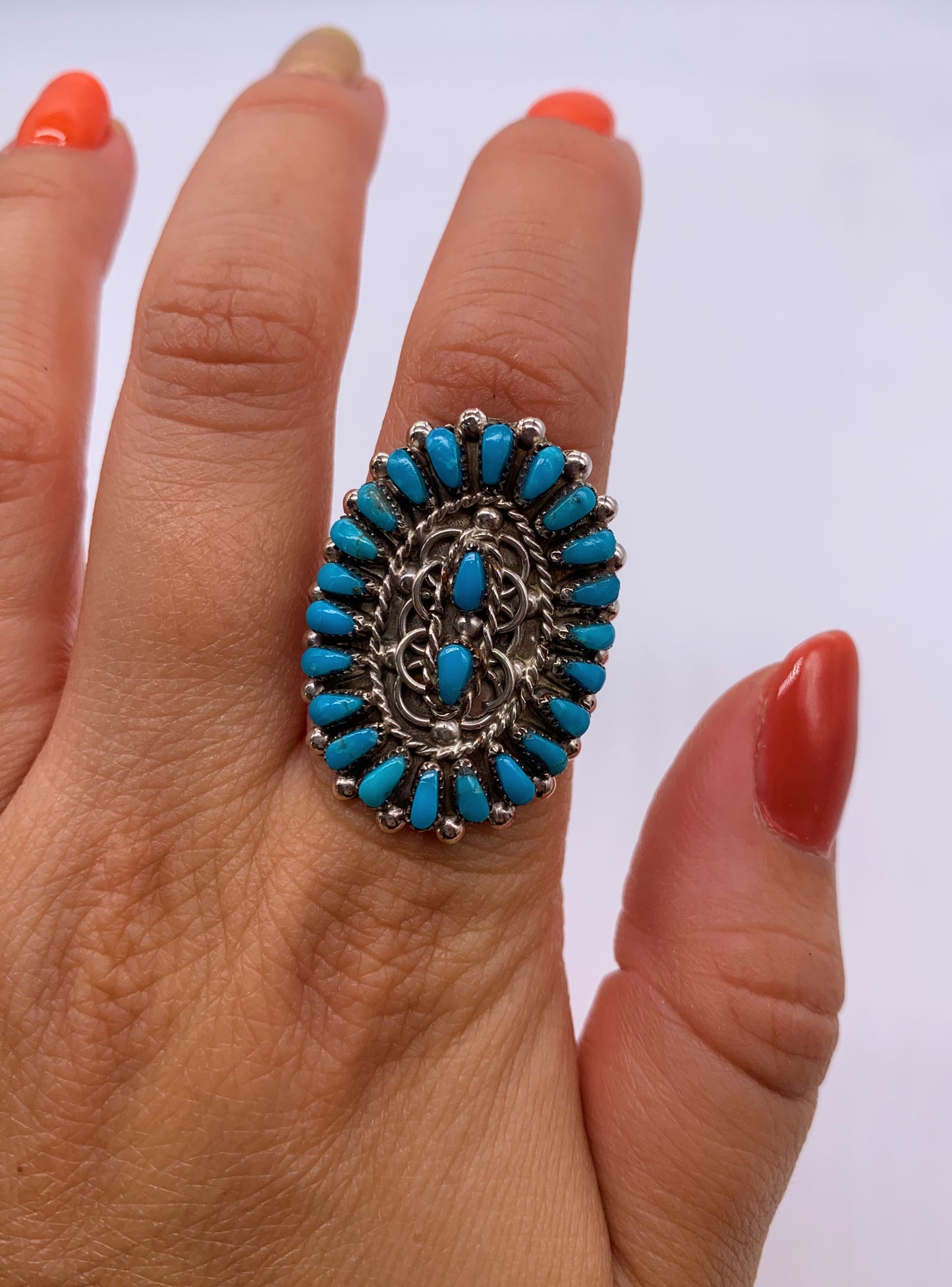 TURQUOISE PETIT POINT CLUSTER RING