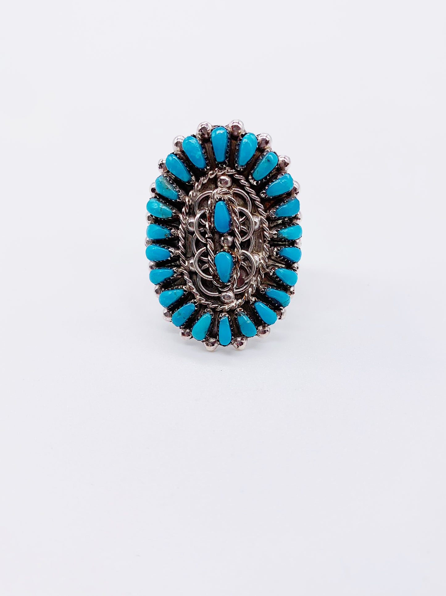 TURQUOISE PETIT POINT CLUSTER RING