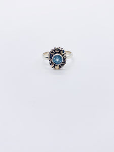 BLUE TOPAZ SWIRL SHIELD RING