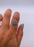 BLUE TOPAZ SWIRL SHIELD RING